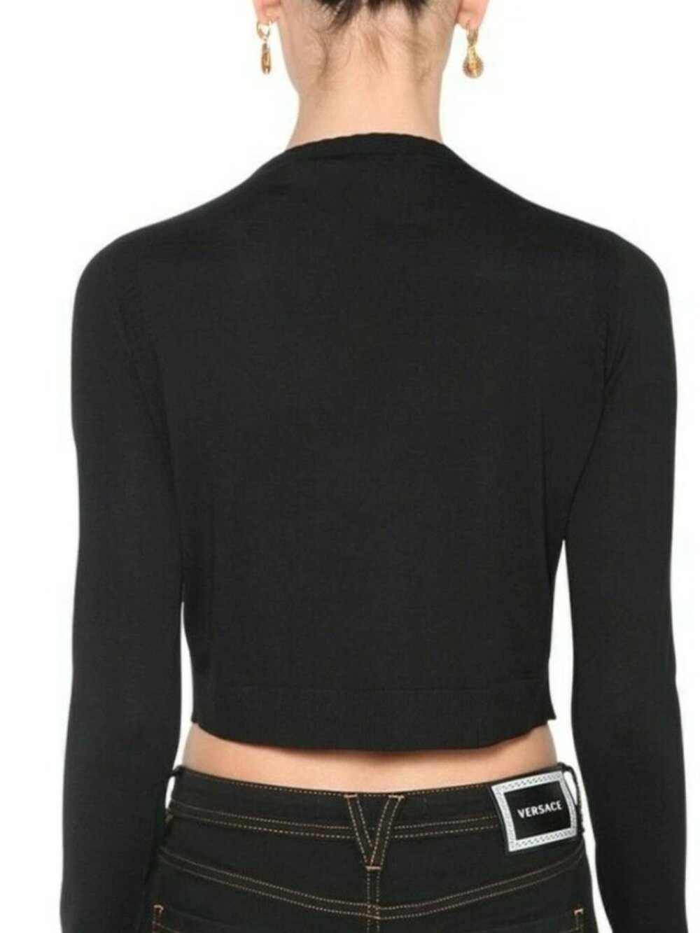 NEW Versace Wool Crop Cardigan in Black - size 48 US XL #S154